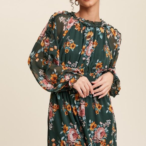 Amapola Floral Ruffled Chiffon Dress - Picture 2 of 11